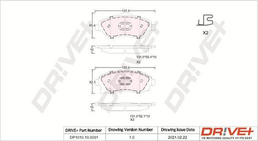 Dr!ve+ DP1010.10.0091 - Bremžu uzliku kompl., Disku bremzes www.autospares.lv