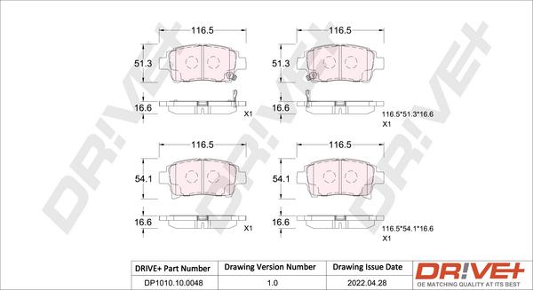 Dr!ve+ DP1010.10.0048 - Brake Pad Set, disc brake www.autospares.lv