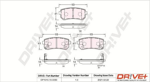 Dr!ve+ DP1010.10.0059 - Brake Pad Set, disc brake www.autospares.lv