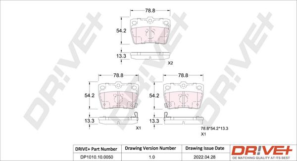 Dr!ve+ DP1010.10.0050 - Bremžu uzliku kompl., Disku bremzes www.autospares.lv