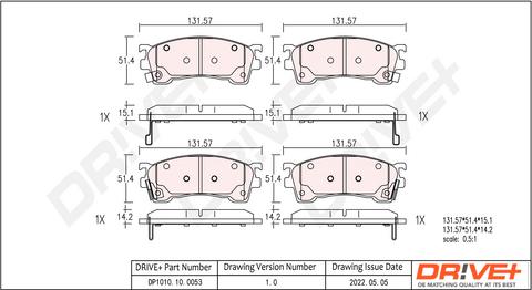 Dr!ve+ DP1010.10.0053 - Bremžu uzliku kompl., Disku bremzes www.autospares.lv