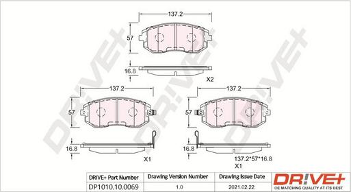 Dr!ve+ DP1010.10.0069 - Bremžu uzliku kompl., Disku bremzes www.autospares.lv