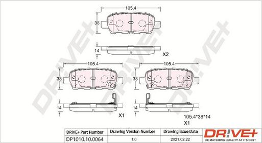 Dr!ve+ DP1010.10.0064 - Bremžu uzliku kompl., Disku bremzes www.autospares.lv