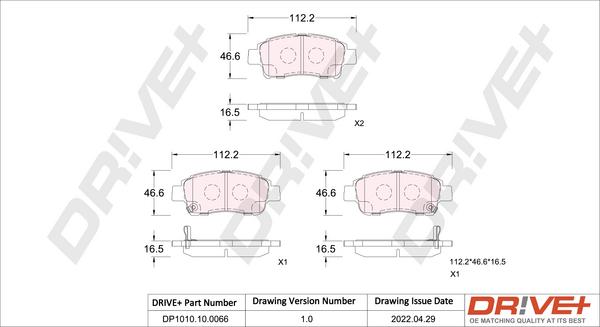 Dr!ve+ DP1010.10.0066 - Brake Pad Set, disc brake www.autospares.lv