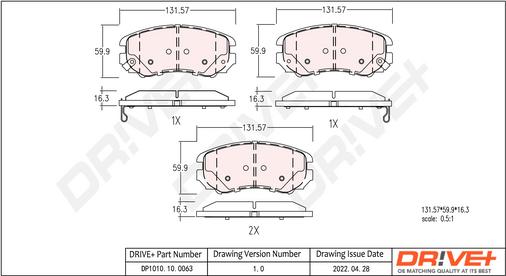 Dr!ve+ DP1010.10.0063 - Bremžu uzliku kompl., Disku bremzes www.autospares.lv