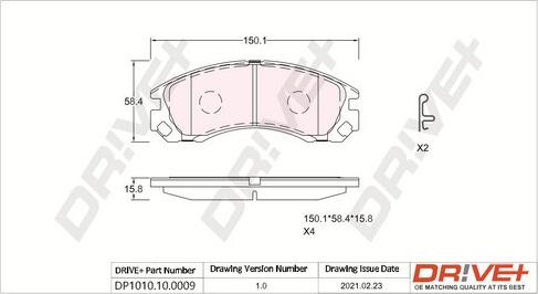 Dr!ve+ DP1010.10.0009 - Brake Pad Set, disc brake www.autospares.lv