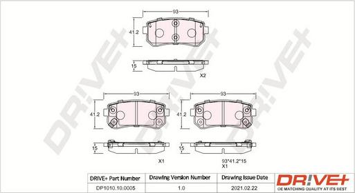 Dr!ve+ DP1010.10.0005 - Brake Pad Set, disc brake www.autospares.lv