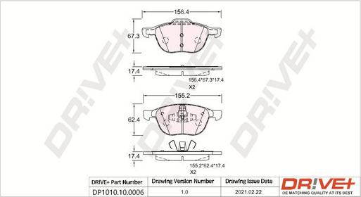 Dr!ve+ DP1010.10.0006 - Bremžu uzliku kompl., Disku bremzes autospares.lv