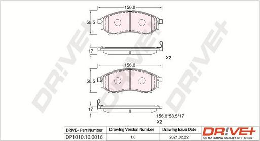 Dr!ve+ DP1010.10.0016 - Bremžu uzliku kompl., Disku bremzes www.autospares.lv