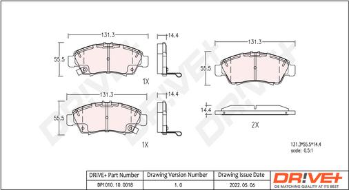 Dr!ve+ DP1010.10.0018 - Bremžu uzliku kompl., Disku bremzes www.autospares.lv