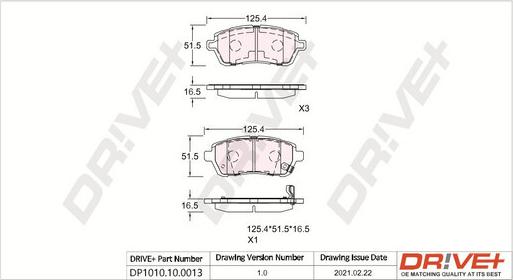 Dr!ve+ DP1010.10.0013 - Тормозные колодки, дисковые, комплект www.autospares.lv