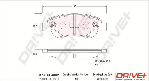 Dr!ve+ DP1010.10.0017 - Brake Pad Set, disc brake www.autospares.lv