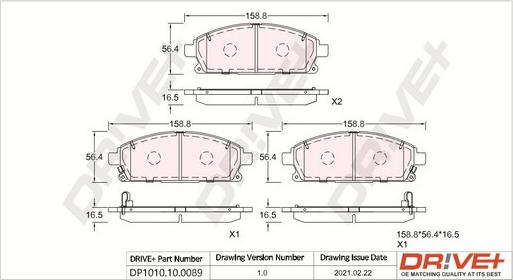 Dr!ve+ DP1010.10.0089 - Bremžu uzliku kompl., Disku bremzes autospares.lv