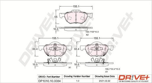 Dr!ve+ DP1010.10.0084 - Bremžu uzliku kompl., Disku bremzes www.autospares.lv