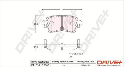 Dr!ve+ DP1010.10.0080 - Bremžu uzliku kompl., Disku bremzes www.autospares.lv