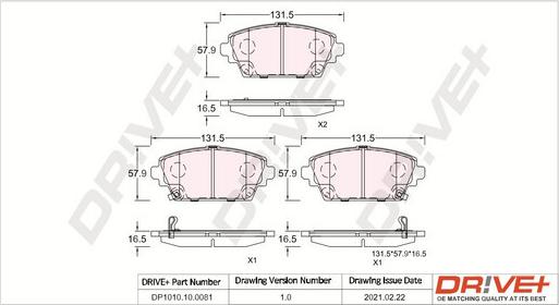 Dr!ve+ DP1010.10.0081 - Bremžu uzliku kompl., Disku bremzes autospares.lv