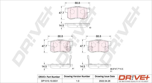 Dr!ve+ DP1010.10.0031 - Bremžu uzliku kompl., Disku bremzes autospares.lv