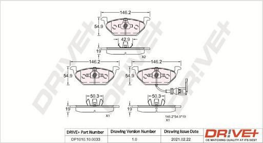 Dr!ve+ DP1010.10.0033 - Brake Pad Set, disc brake www.autospares.lv