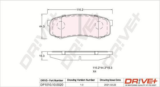 Dr!ve+ DP1010.10.0020 - Brake Pad Set, disc brake www.autospares.lv