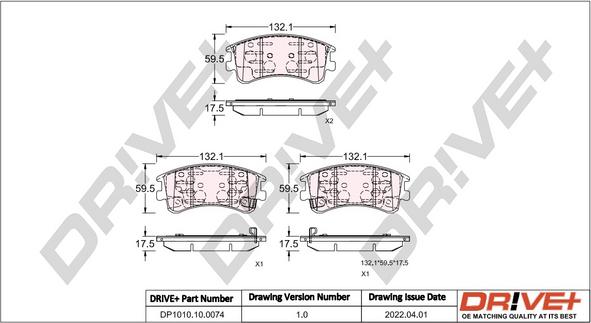 Dr!ve+ DP1010.10.0074 - Bremžu uzliku kompl., Disku bremzes www.autospares.lv