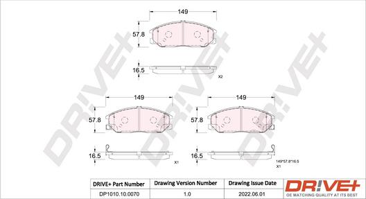 Dr!ve+ DP1010.10.0070 - Bremžu uzliku kompl., Disku bremzes www.autospares.lv