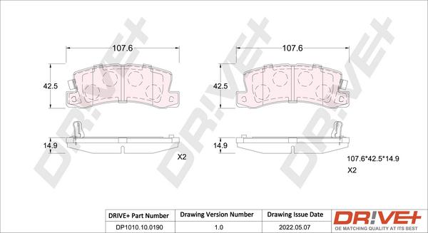 Dr!ve+ DP1010.10.0190 - Brake Pad Set, disc brake www.autospares.lv