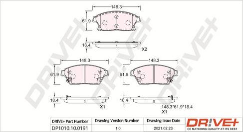 Dr!ve+ DP1010.10.0191 - Bremžu uzliku kompl., Disku bremzes autospares.lv