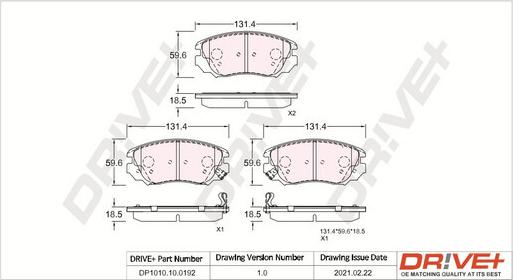 Dr!ve+ DP1010.10.0192 - Bremžu uzliku kompl., Disku bremzes autospares.lv