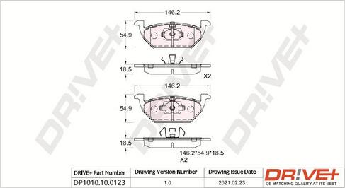 Dr!ve+ DP1010.10.0123 - Bremžu uzliku kompl., Disku bremzes www.autospares.lv