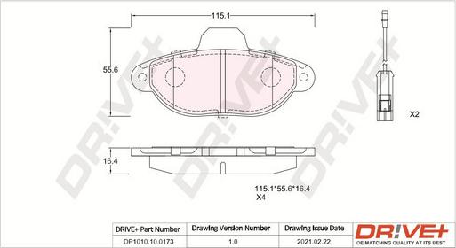 Dr!ve+ DP1010.10.0173 - Bremžu uzliku kompl., Disku bremzes www.autospares.lv