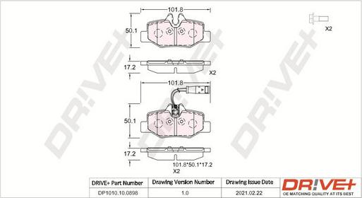 Dr!ve+ DP1010.10.0898 - Bremžu uzliku kompl., Disku bremzes www.autospares.lv