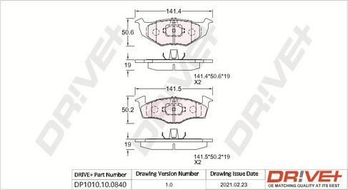 Dr!ve+ DP1010.10.0840 - Тормозные колодки, дисковые, комплект www.autospares.lv