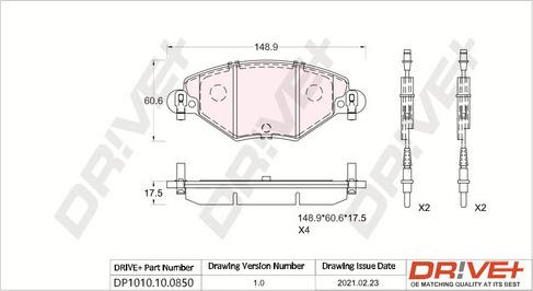 Dr!ve+ DP1010.10.0850 - Bremžu uzliku kompl., Disku bremzes www.autospares.lv