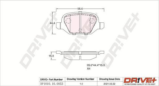 Dr!ve+ DP1010.10.0853 - Bremžu uzliku kompl., Disku bremzes autospares.lv