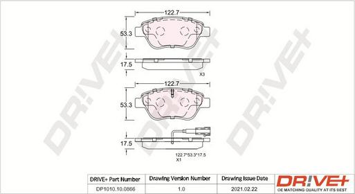 Dr!ve+ DP1010.10.0866 - Brake Pad Set, disc brake www.autospares.lv