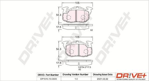 Dr!ve+ DP1010.10.0809 - Bremžu uzliku kompl., Disku bremzes www.autospares.lv