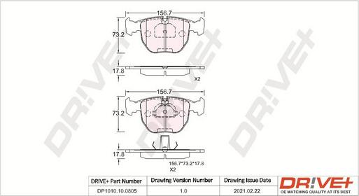 Dr!ve+ DP1010.10.0805 - Bremžu uzliku kompl., Disku bremzes www.autospares.lv