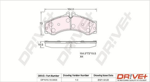 Dr!ve+ DP1010.10.0808 - Bremžu uzliku kompl., Disku bremzes www.autospares.lv