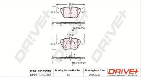 Dr!ve+ DP1010.10.0883 - Brake Pad Set, disc brake www.autospares.lv