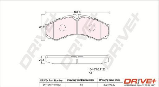 Dr!ve+ DP1010.10.0882 - Bremžu uzliku kompl., Disku bremzes www.autospares.lv