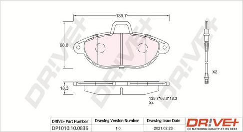 Dr!ve+ DP1010.10.0836 - Brake Pad Set, disc brake www.autospares.lv