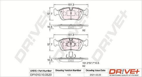 Dr!ve+ DP1010.10.0820 - Brake Pad Set, disc brake www.autospares.lv