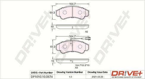 Dr!ve+ DP1010.10.0874 - Brake Pad Set, disc brake www.autospares.lv