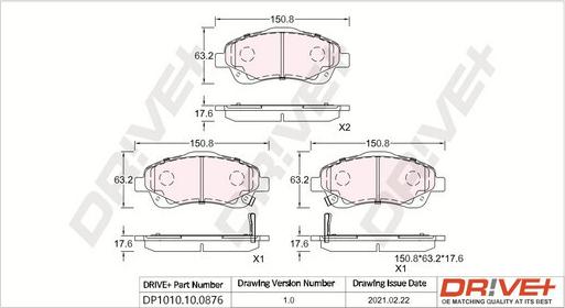 Dr!ve+ DP1010.10.0876 - Bremžu uzliku kompl., Disku bremzes www.autospares.lv