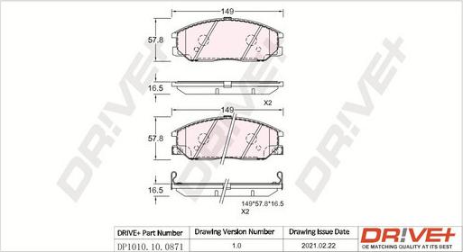 Dr!ve+ DP1010.10.0871 - Bremžu uzliku kompl., Disku bremzes www.autospares.lv