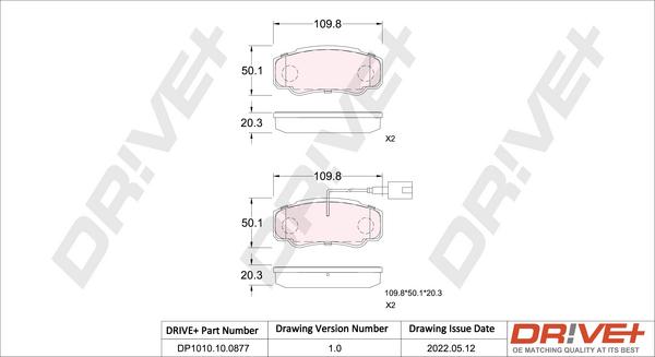 Dr!ve+ DP1010.10.0877 - Bremžu uzliku kompl., Disku bremzes autospares.lv