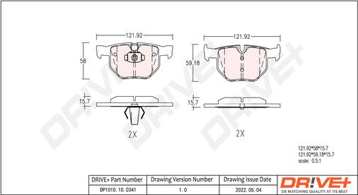 Dr!ve+ DP1010.10.0341 - Bremžu uzliku kompl., Disku bremzes www.autospares.lv