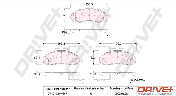 Dr!ve+ DP1010.10.0367 - Bremžu uzliku kompl., Disku bremzes autospares.lv