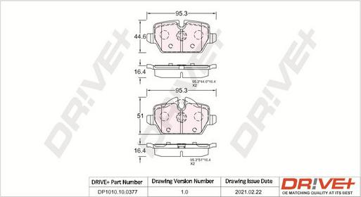 Dr!ve+ DP1010.10.0377 - Bremžu uzliku kompl., Disku bremzes autospares.lv