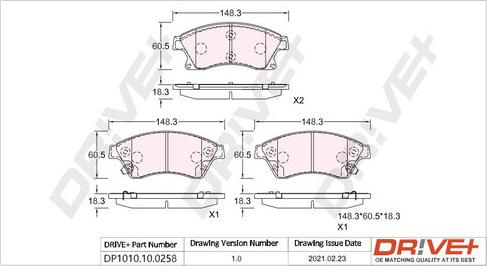 Dr!ve+ DP1010.10.0258 - Bremžu uzliku kompl., Disku bremzes autospares.lv